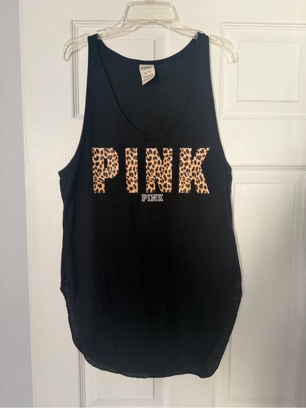 PINK Victoria's Secret Black Tank with Leopard Logo